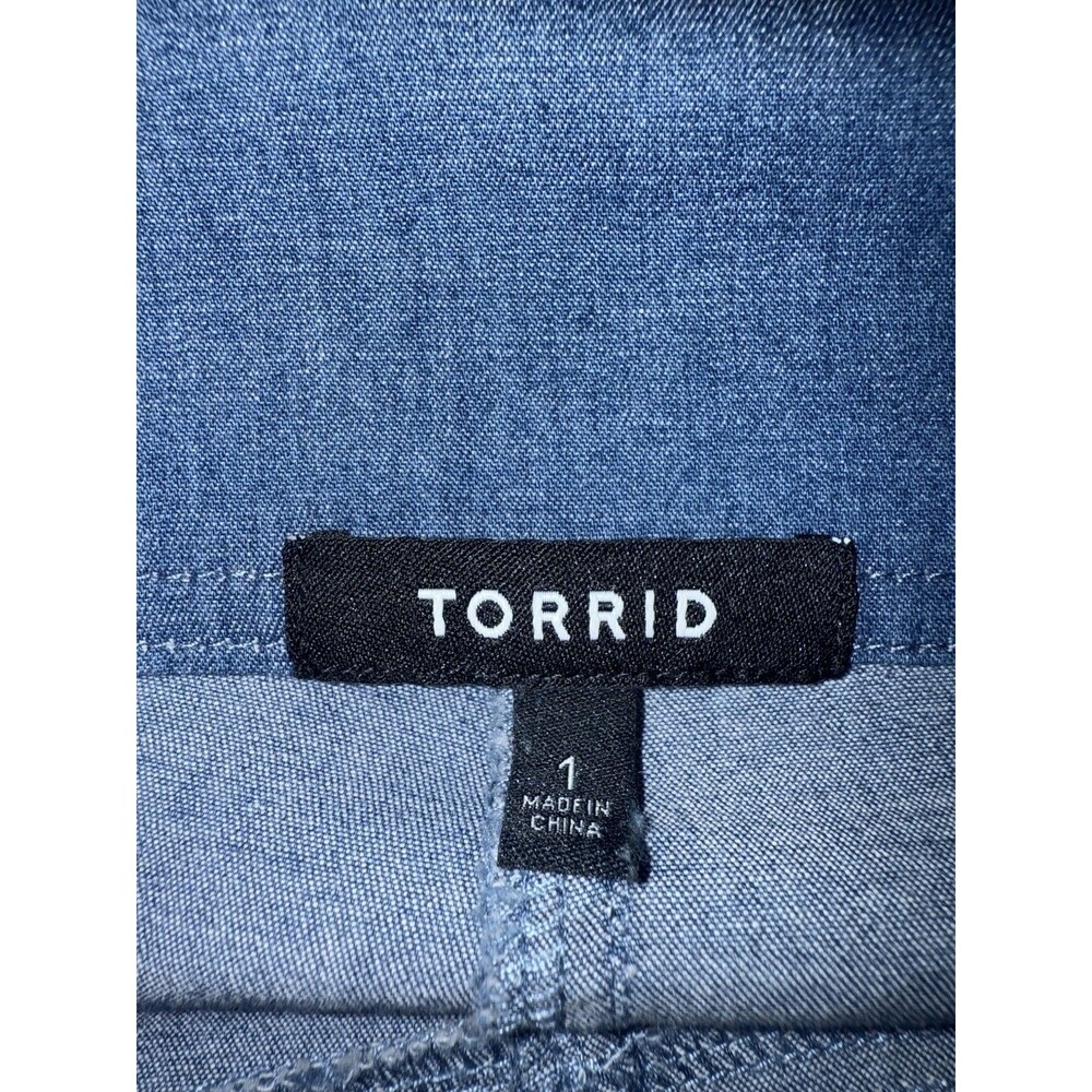 NWT Torrid Blue Chambray Denim Shortalls Overalls Square Neck Size 1X 14-16 NEW - Picture 13 of 16